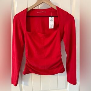 NWT Abercrombie & Fitch Red Women's Fitted Square Neck Top